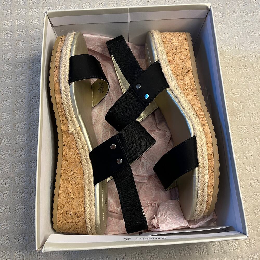 Bandolino Grace Cork Wedge Sandals Black Size 7.5 - Picture 9 of 9